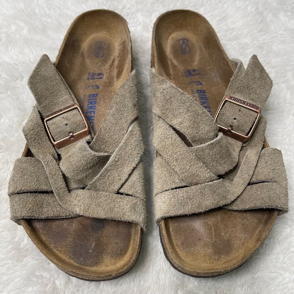 Birkenstock Men's Green Grey Lugano Suede Sandals Shoes Size 8